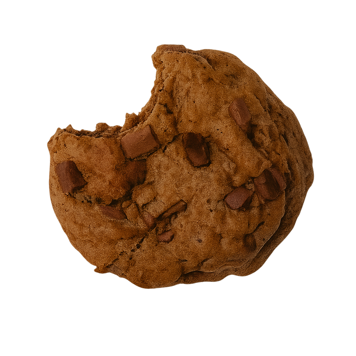 Classic oatmeal chocolate chip lactation cookie with a bite taken out, made to support breastfeeding mums