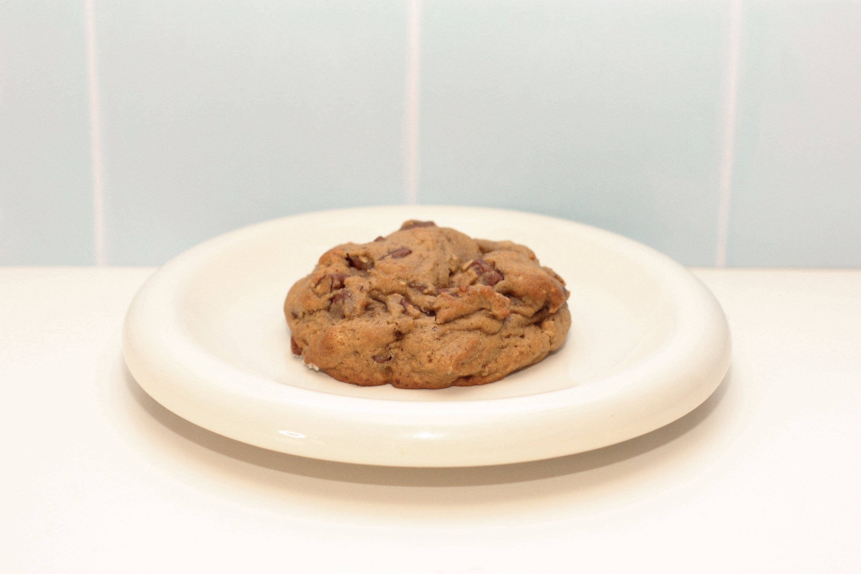 Close-up of Milk it oatmeal chocolate chip  lactation cookie – breastfeeding snack made with oats, flaxseed, and brewer’s yeast